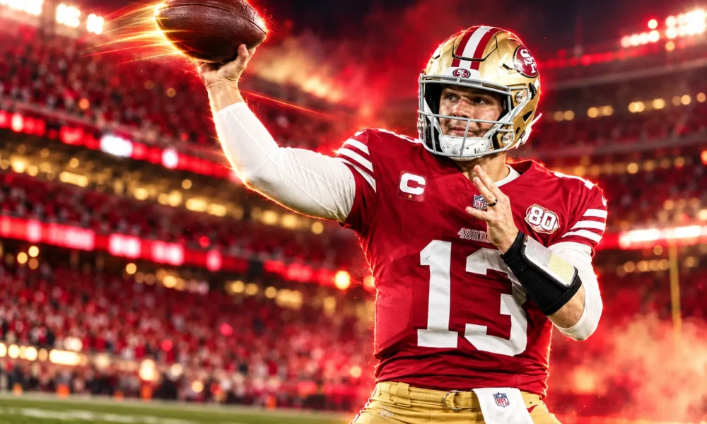 Brock Purdy 49ers passer rating record vs Commanders