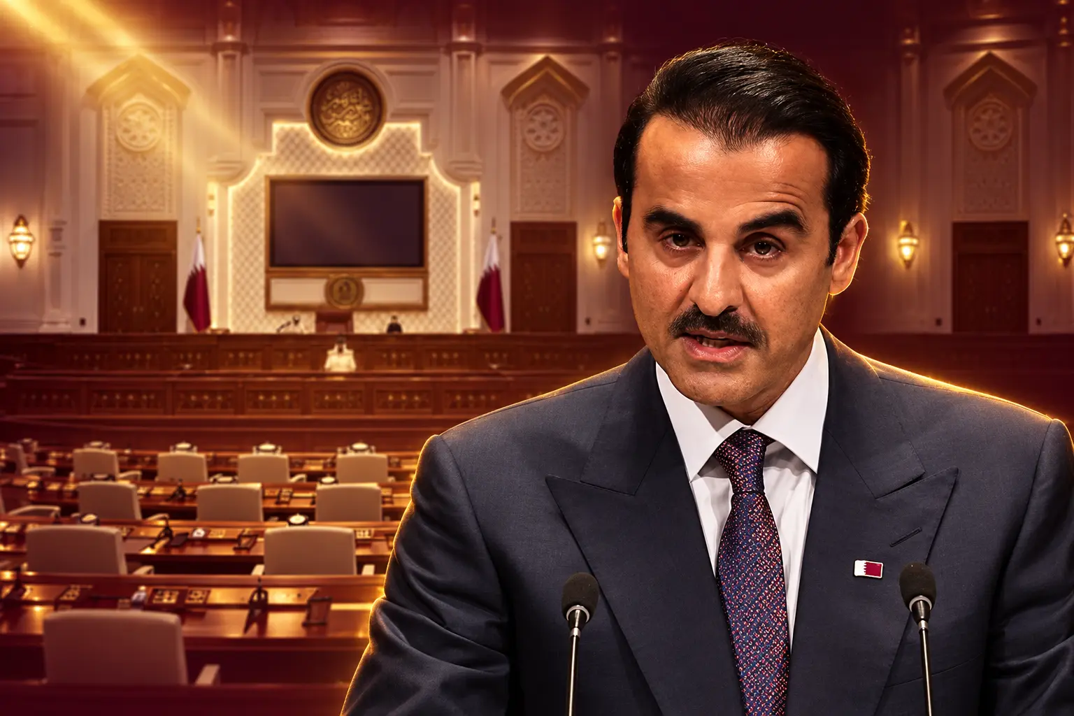 Qatar emir 42 percent revenue drop Iran war LNG