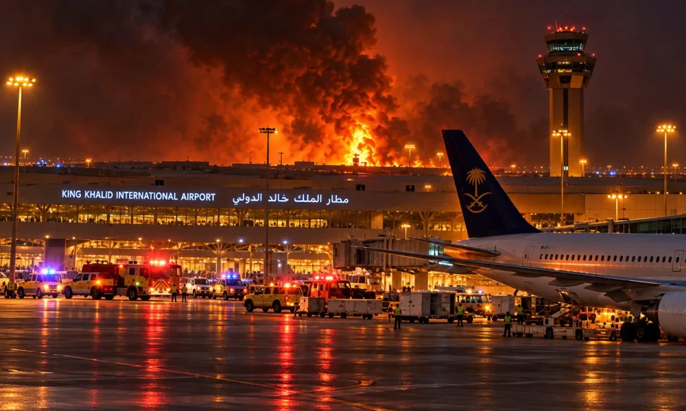 Riyadh King Khalid airport Houthi missile attack