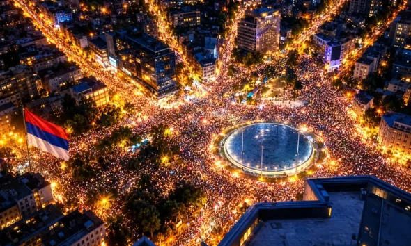 Student List Belgrade rally before Serbia parliamentary election