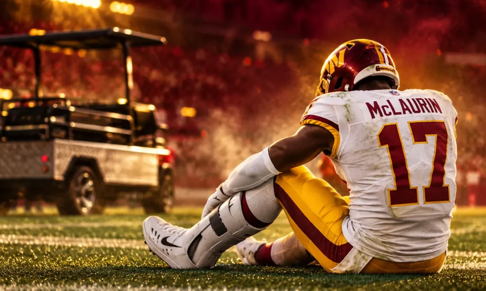 Terry McLaurin knee injury Commanders carted off 49ers