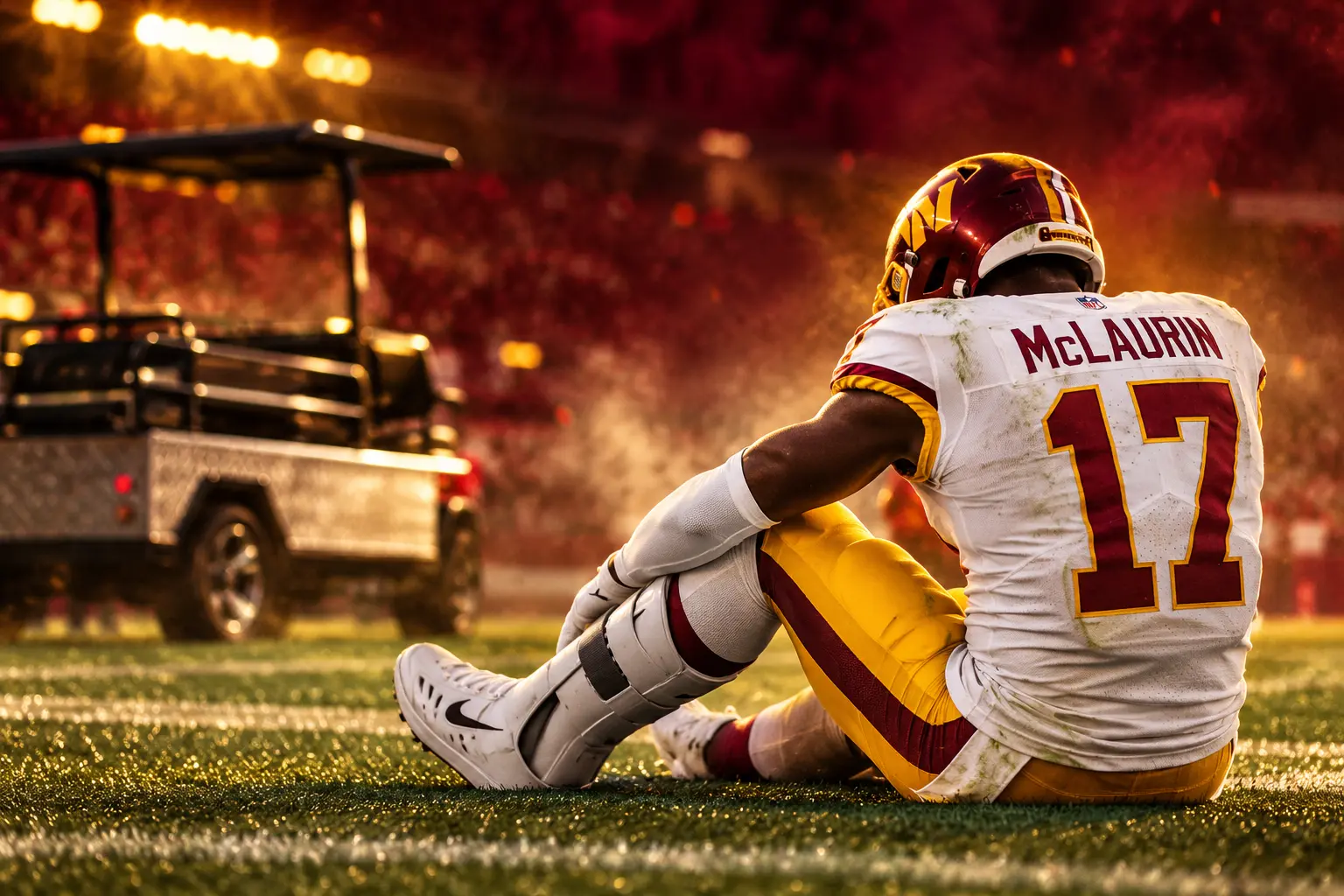 Terry McLaurin knee injury Commanders carted off 49ers